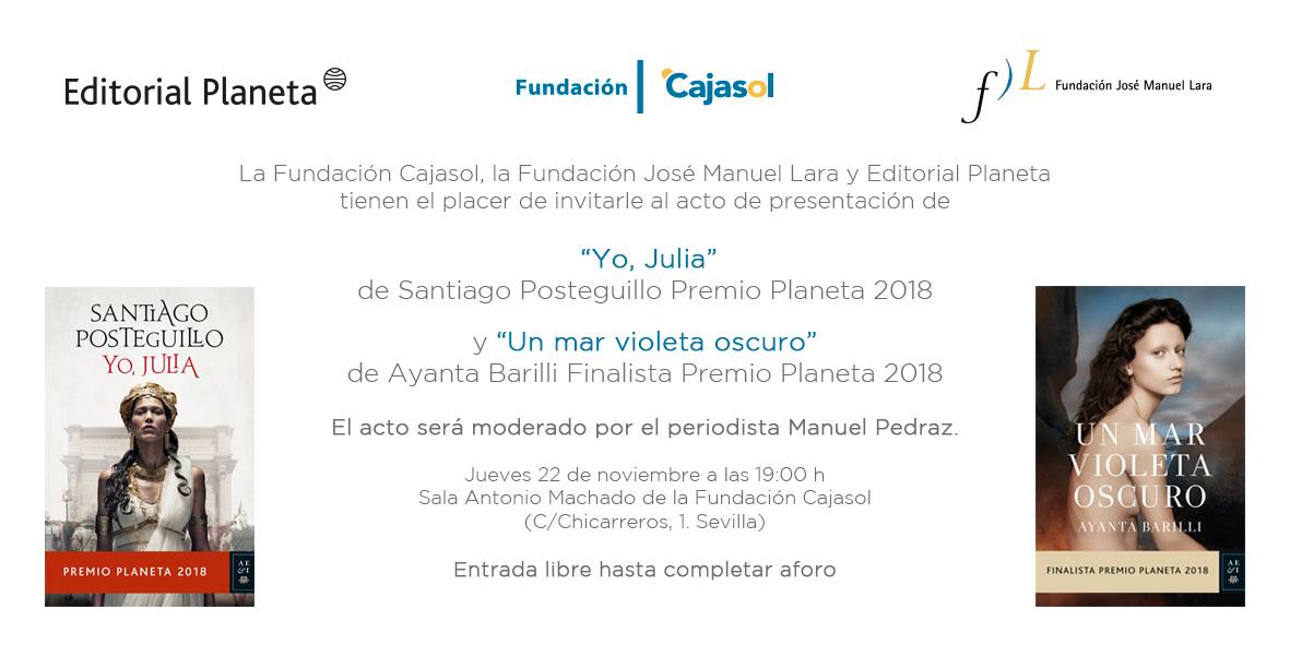 Invitación a la presentación de los Premios Planeta 2018 en Sevilla