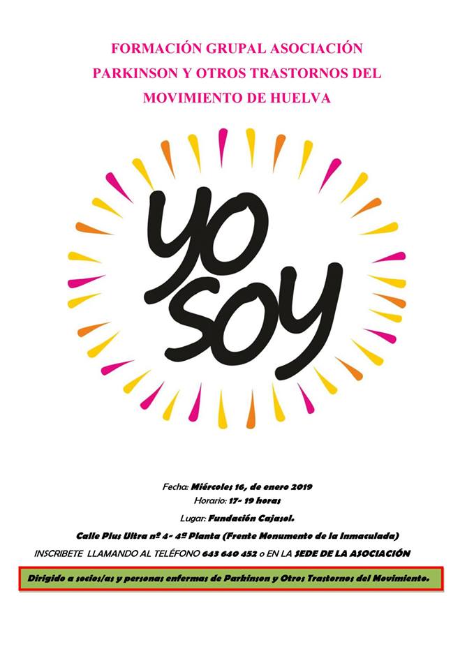 Cartel de la formación grupal de Parkinson Huelva en la Fundación Cajasol