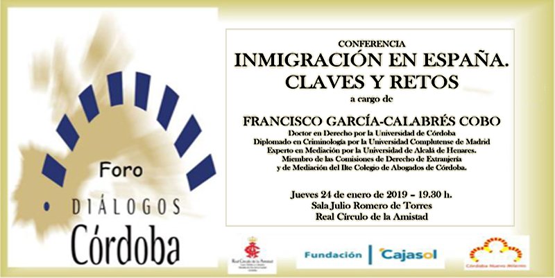 Invitación a la conferencia sobre 'Inmigración en España. Claves y retos' en Córdoba