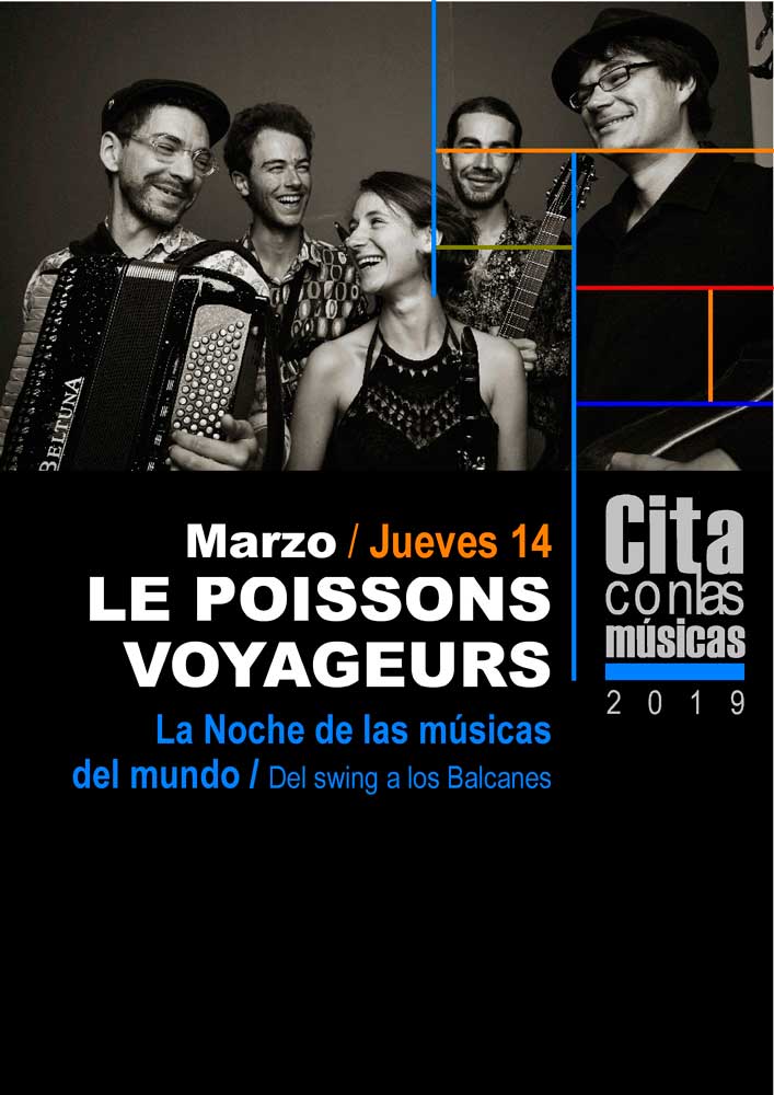 Cartel del ciclo Cita con las Músicas 2019 con la actuación de Le Poissons Voyagers