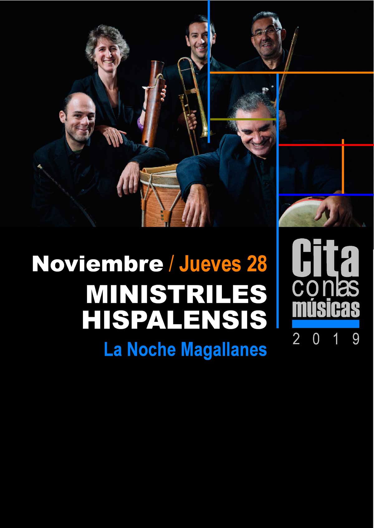Cartel de 'Cita con las Músicas' 2019 con actuación de Ministriles Hispalensis en Sevilla