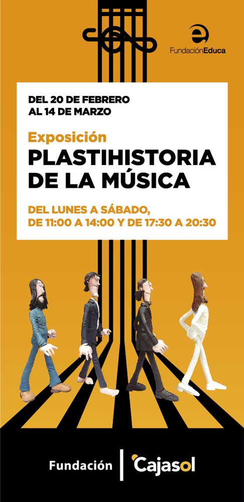 Cartel de la exposición 'Plastihistoria de la música' en la sede de la Fundación Cajasol en Córdoba