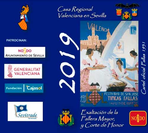 Cartel de la Exaltación de la Fallera Mayor 2019 en la Casa Regional Valenciana en Sevilla