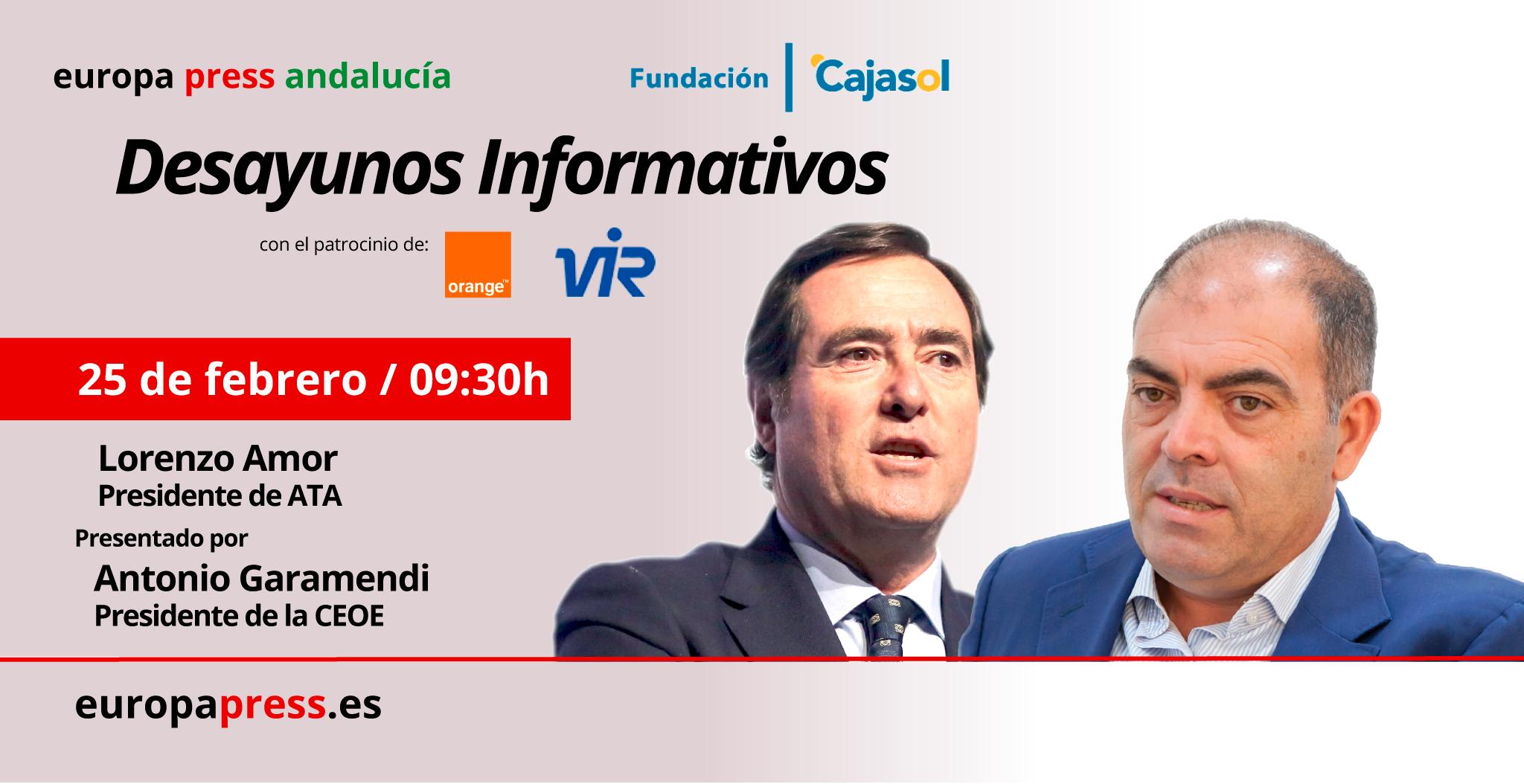 Invitación a los Desayunos Informativos de Europa Press Andalucía con Lorenzo Amor en la Fundación Cajasol