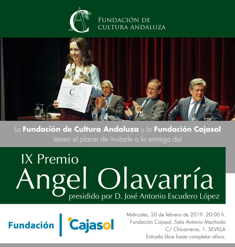 Invitación al acto de entrega del IX Premio Ángel Olavarría en la Fundación Cajasol