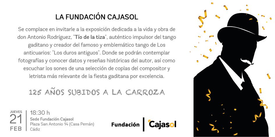 invitación a la exposición 'El Tío de la Tiza' en la sede de la Fundación Cajasol en Cádiz