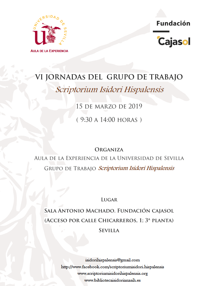 Cartel de las VI Jornadas del grupo de trabajo Scriptorum Isidori Hispalensis