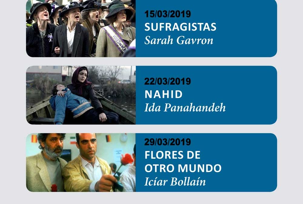 Cartel del ciclo de cine de marzo 2019 dedicado a 'Mujeres y Cine' en la Fundación Cajasol