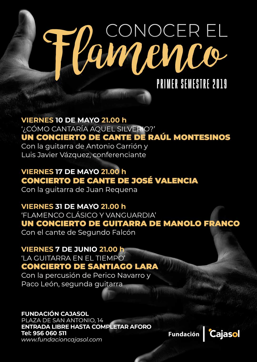 Cartel del XXXIV Ciclo Conocer el Flamenco de la Fundación Cajasol en Cádiz