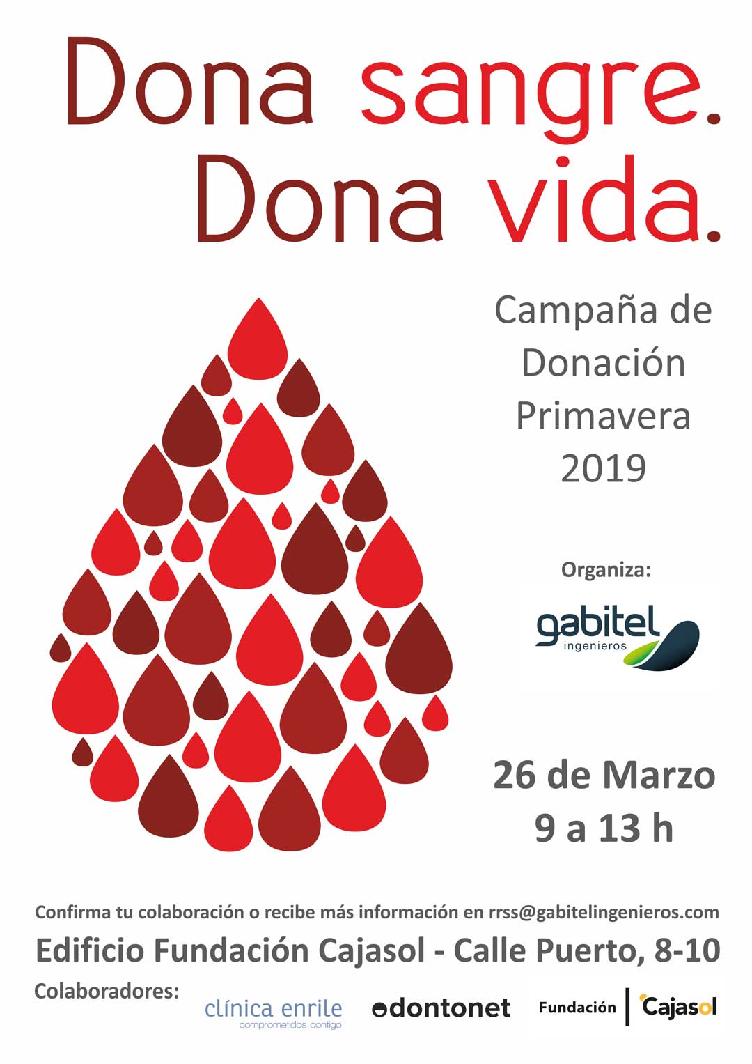 Cartel de donación de sangre Primavera 2019 en Huelva