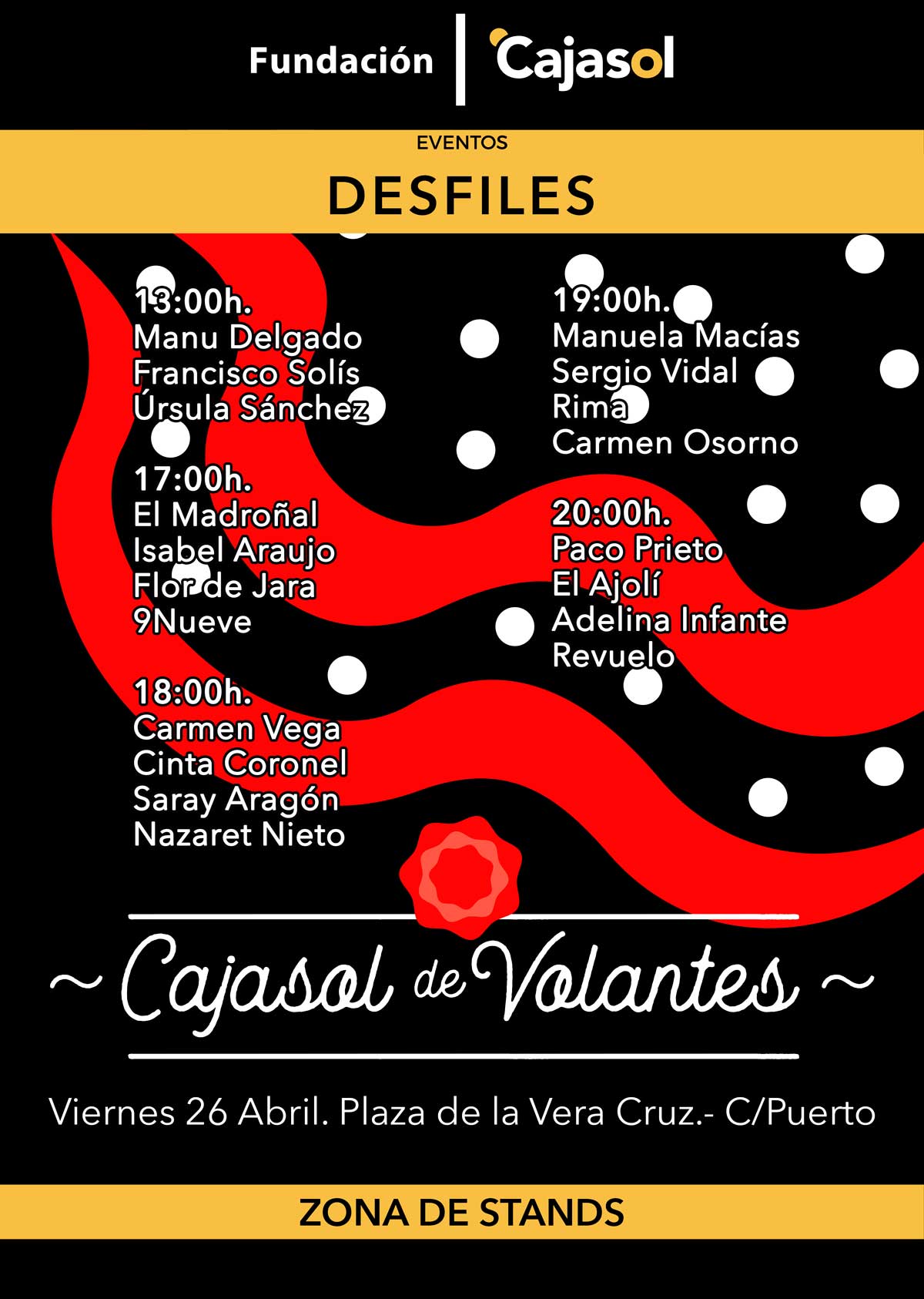 Cartel de los Desfiles de Cajasol de Volantes 2019 en Huelva