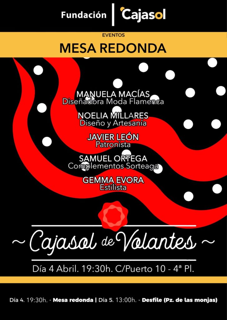Cartel de la mesa redonda de Cajasol de Volantes 2019 en Huelva