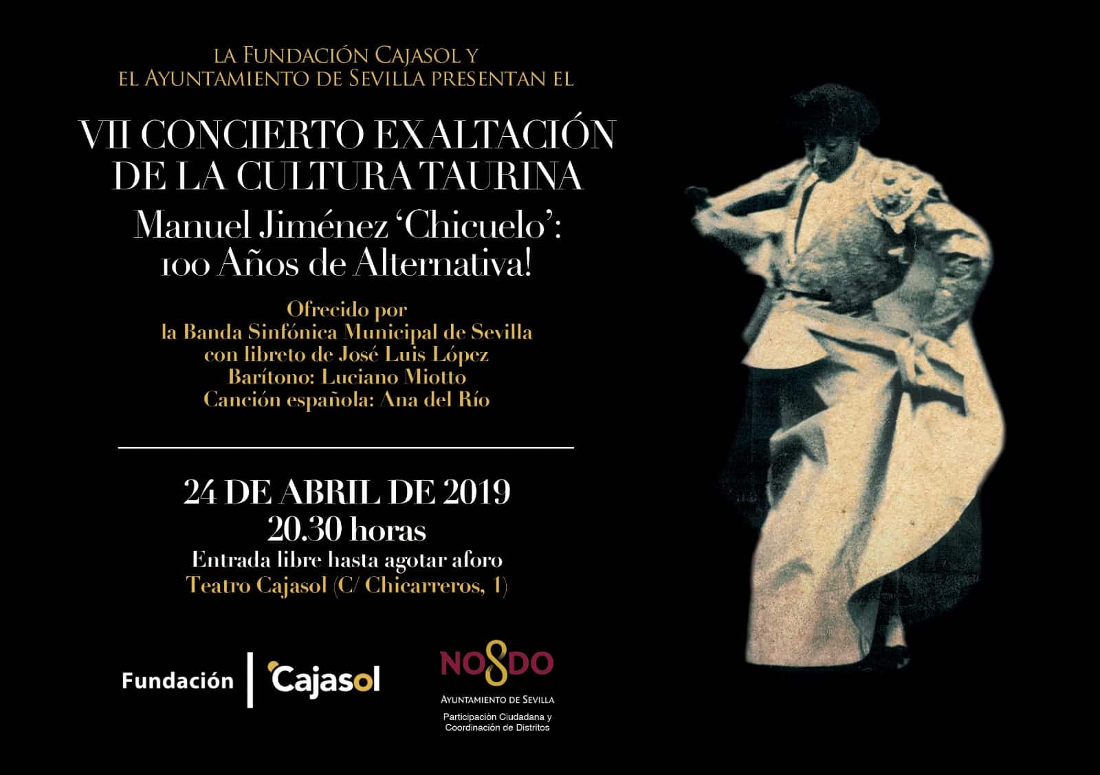 Invitación al VII Concierto de Exaltación de la Cultura Taurina en Sevilla