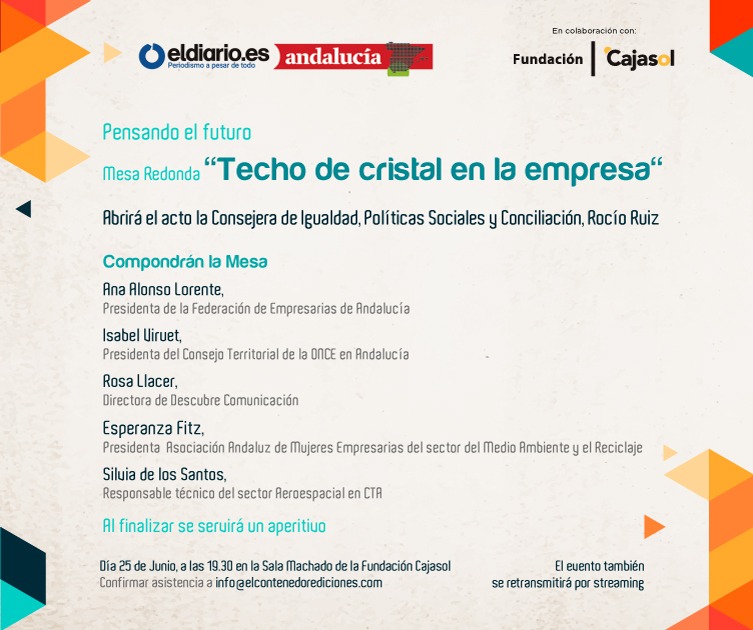 Cartel de la mesa redonda 'Techo de cristal en las empresas' en Sevilla