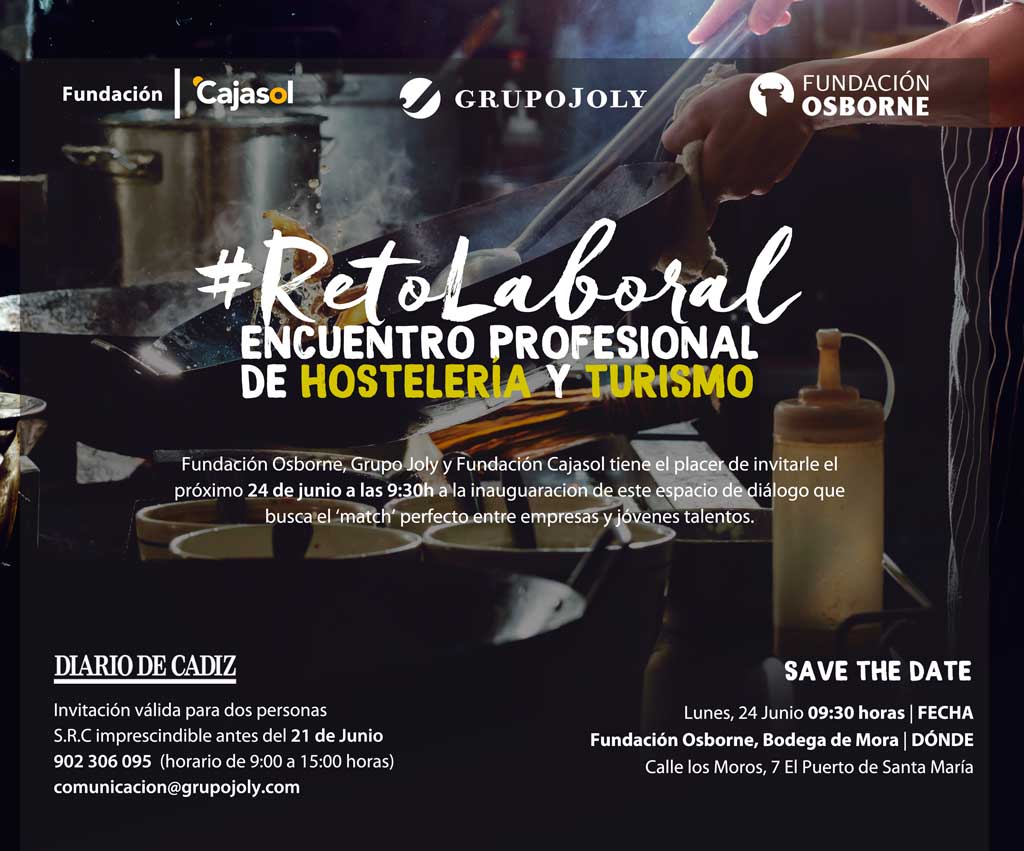 Cartel del encuentro de hostelería y empresa #RetoLaboral en Cádiz