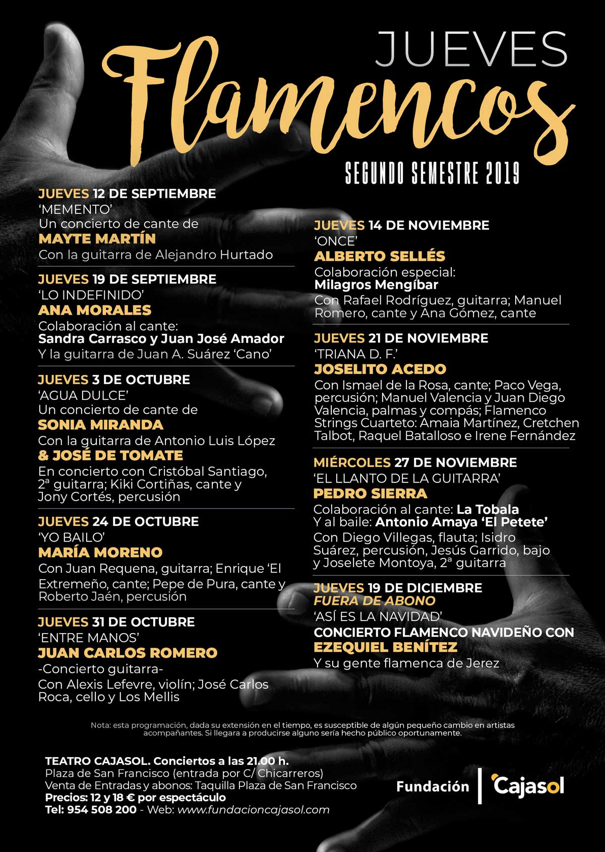 Cartel de los Jueves Flamencos 2019 en la Fundación Cajasol