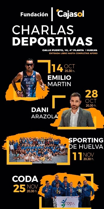 Cartel de las charlas deportivas de la Fundación Cajasol en Huelva