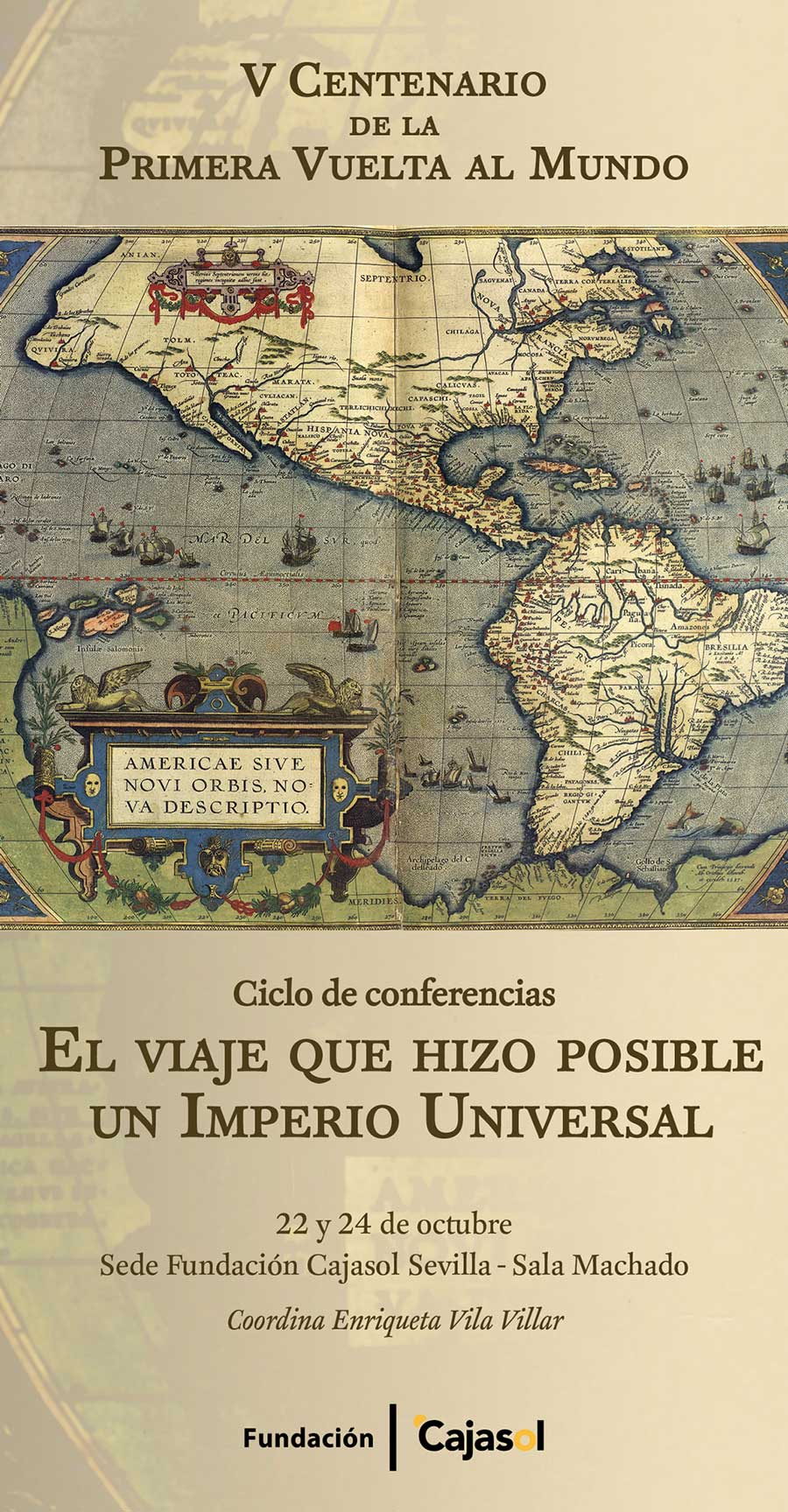 Cartel del ciclo de conferencias sobre Magallanes en Sevilla