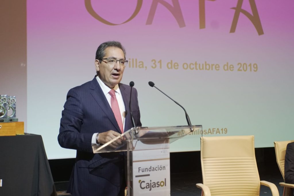 Antonio Pulido, en el acto de entrega de los Premios AFA 2019