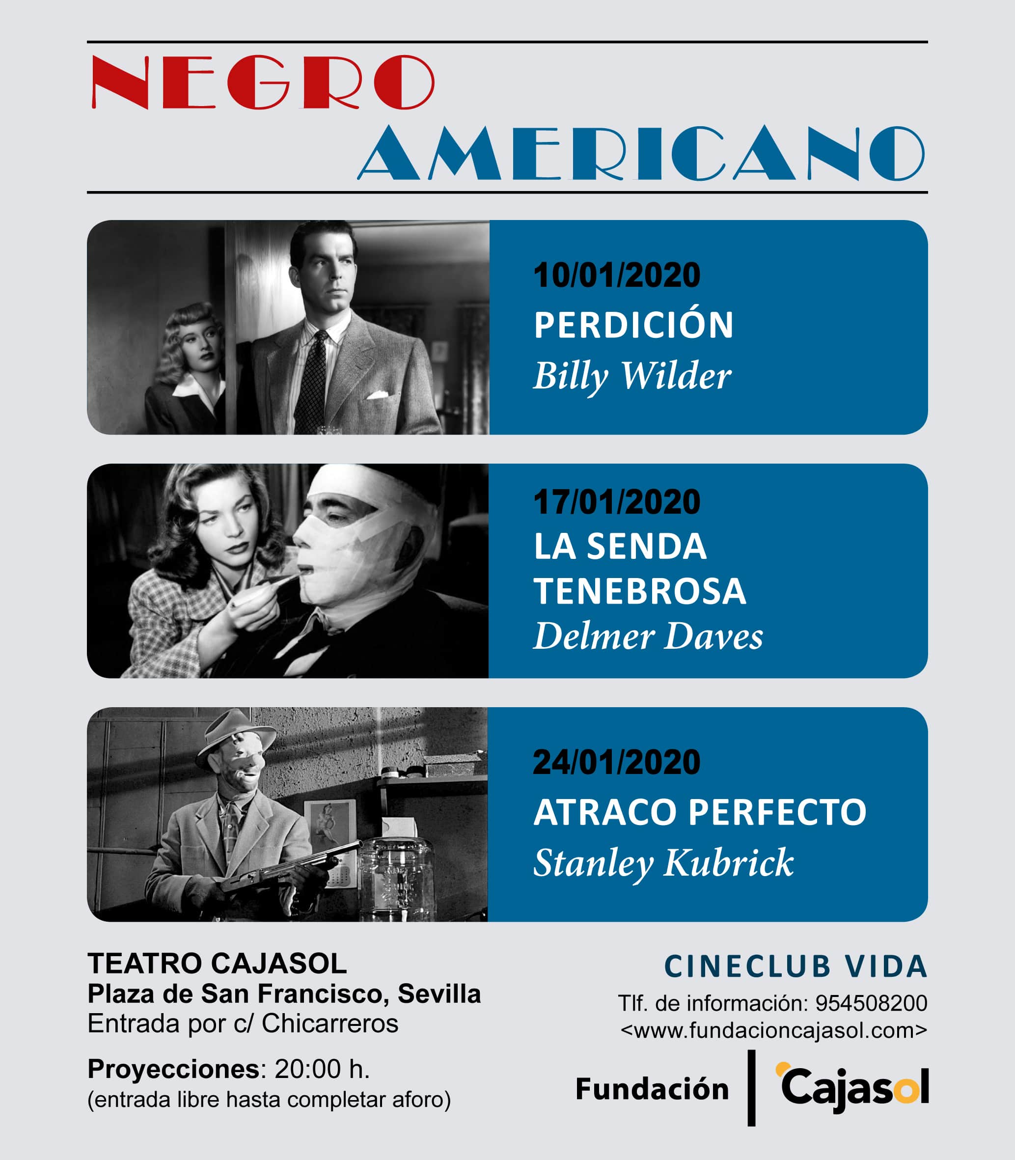 Cartel del ciclo de cine negro americano en la Fundación Cajasol