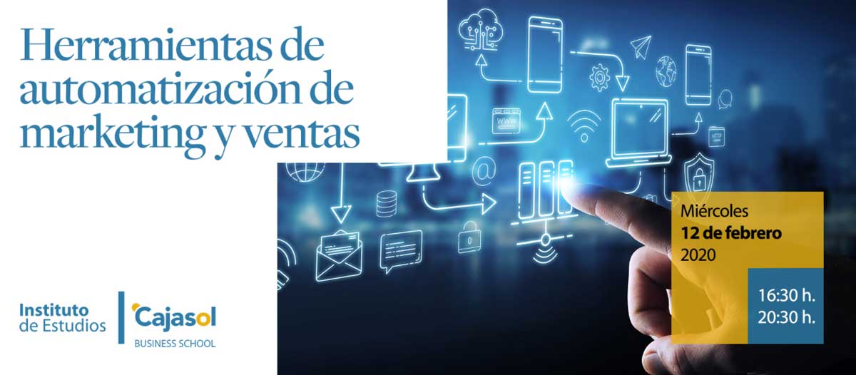 Banner del curso de herramientas de automatización de marketing y ventas en el Instituto de Estudios Cajasol