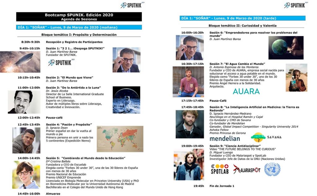 Programa del primer bootcamp de Sputnik en Sevilla