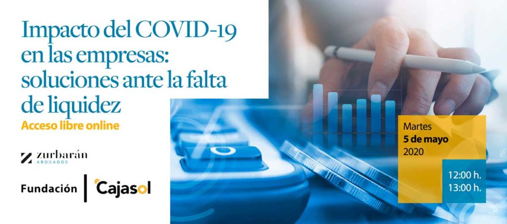 Banner de webinar del IECajasol sobre soluciones ante la falta de liquidez en la crisis COVID