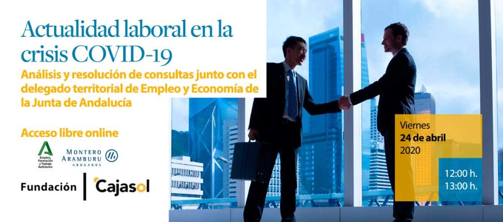 Banner de webinar del IECajasol sobre actualidad laboral en la crisis COVID