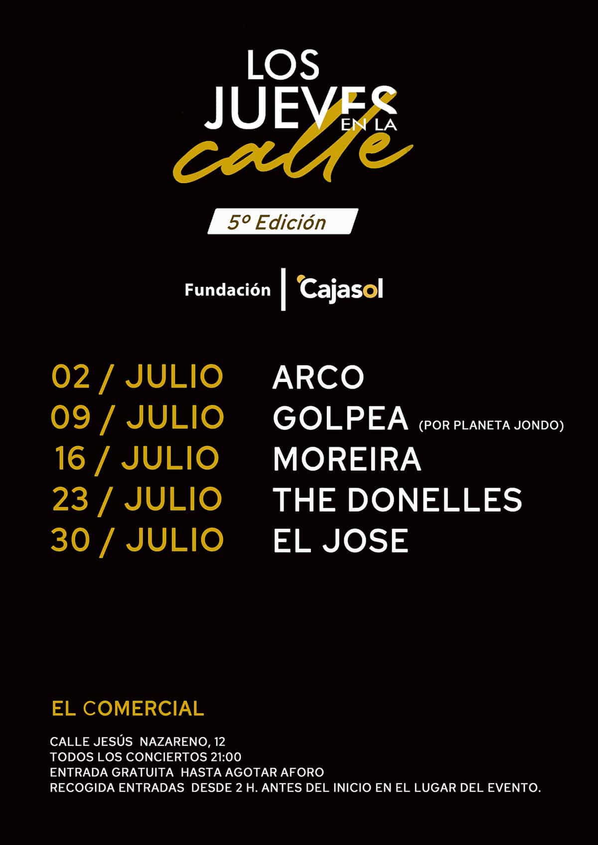 Cartel del ciclo 'Los Jueves en la calle' en Huelva