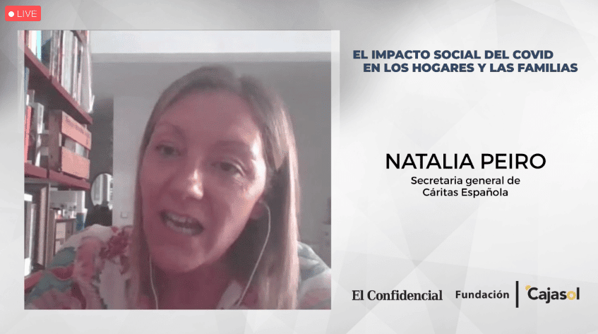 Natalia Peiro, Secretaria general de Cáritas Española, analiza ‘El impacto social del COVID en los hogares y las familias’ con El Confidencial y la Fundación Cajasol