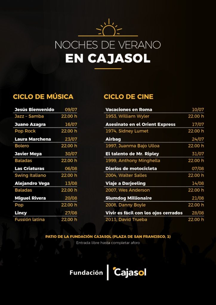Cartel del ciclo 'Noches de Verano Cajasol' 2020 en Sevilla