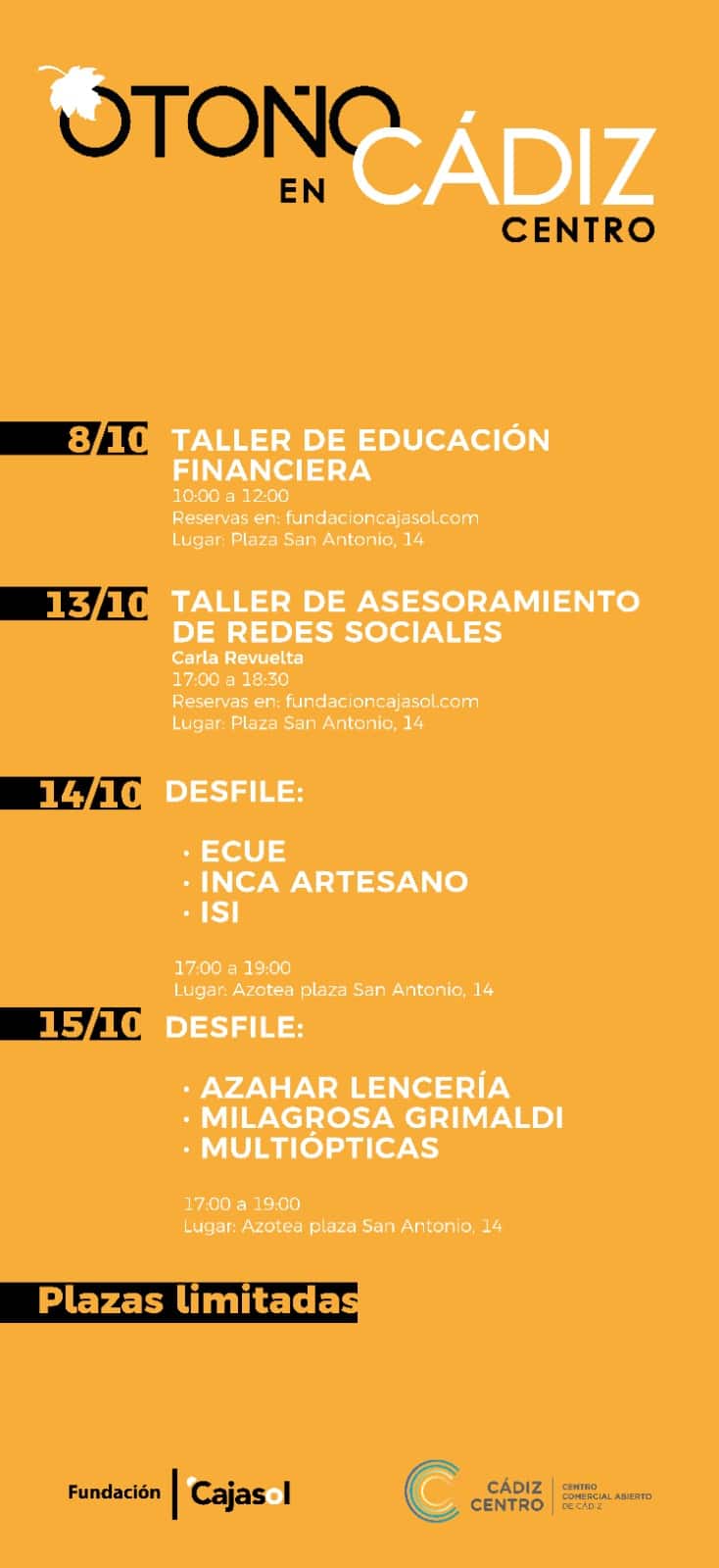 Cartel del actividades en Otoño en Cádiz Centro