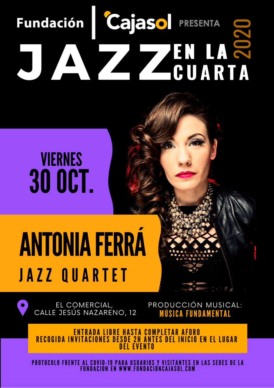 Cartel de la actuación de Antonia Ferrá Jazz Quartet en el ciclo Jazz en la Cuarta 2020