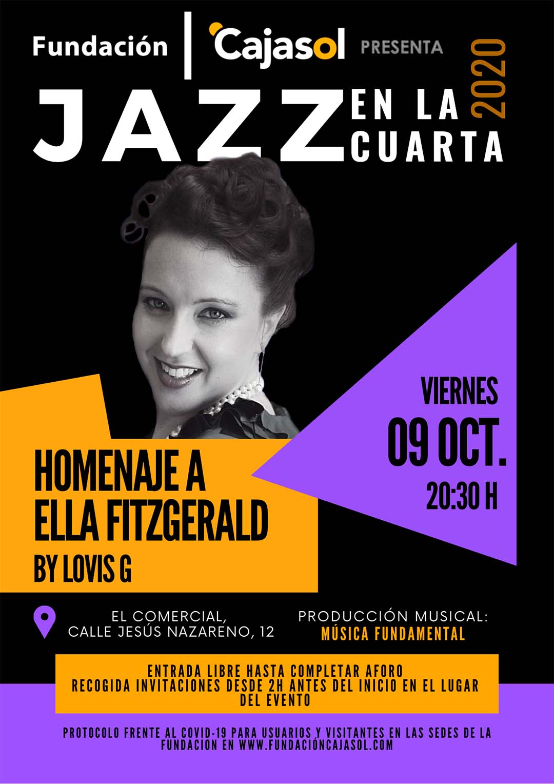 Cartel del concierto de Lovis G en el ciclo Jazz en la Cuarta de la Fundación Cajasol en Huelva