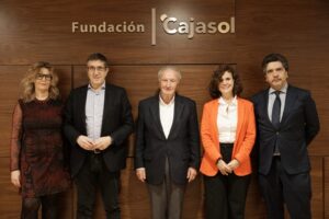 Patxi López, Mario Garcés y Esperanza Gómez en Fundación Cajasol