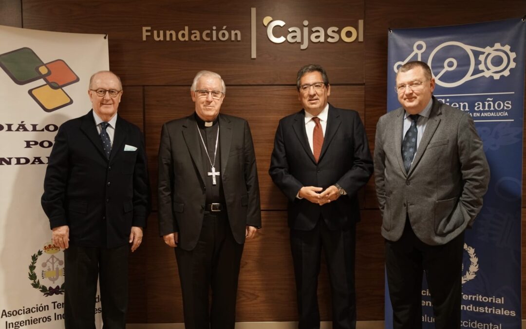 José Ángel Saiz, arzobispo de Sevilla, protagonista de los Diálogos por Andalucía en la Fundación Cajasol con Antonio Pulido Gutiérrez