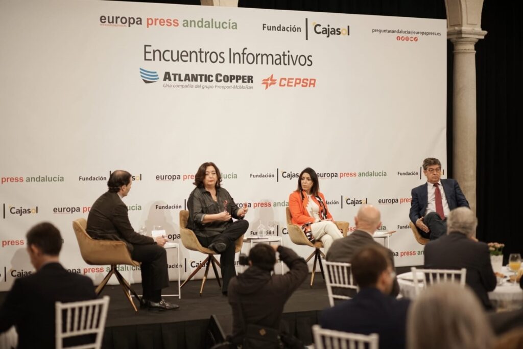 Diego Valderas, Antonio Pulido, Mar Moreno y Marta Bosquet en Fundación Cajasol