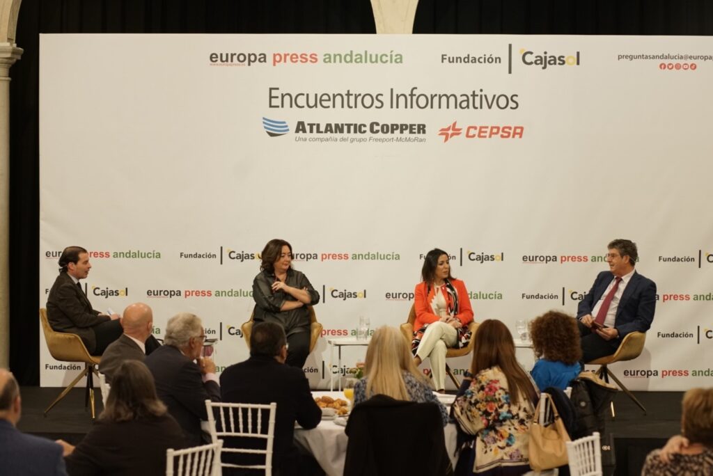 Diego Valderas, Antonio Pulido, Mar Moreno y Marta Bosquet en Fundación Cajasol