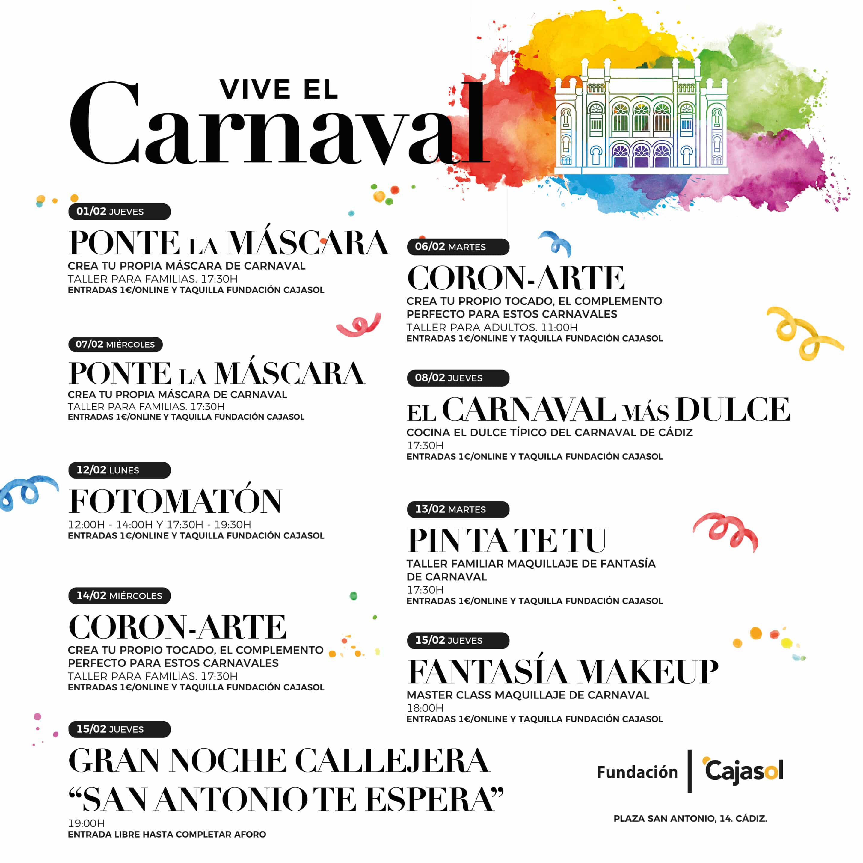 Programación de Carnaval 2024 en la Fundación Cajasol Cádiz