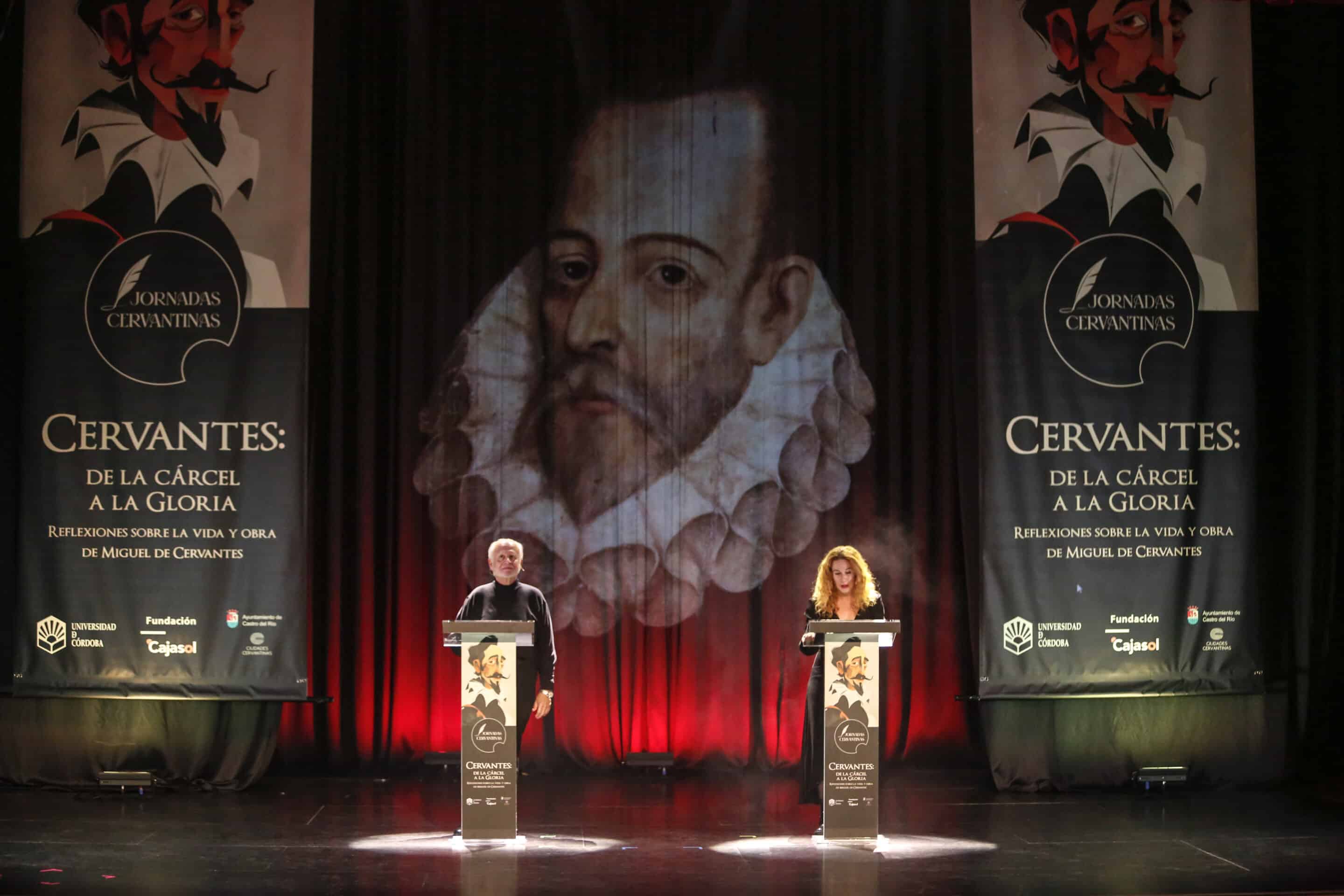 Alfonso Guerra y Antonio Pulido en las Jornadas Cervantinas