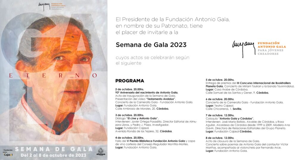 Semana de Gala 2023 en homenaje a Antonio Gala, en Córdoba y Sevilla
