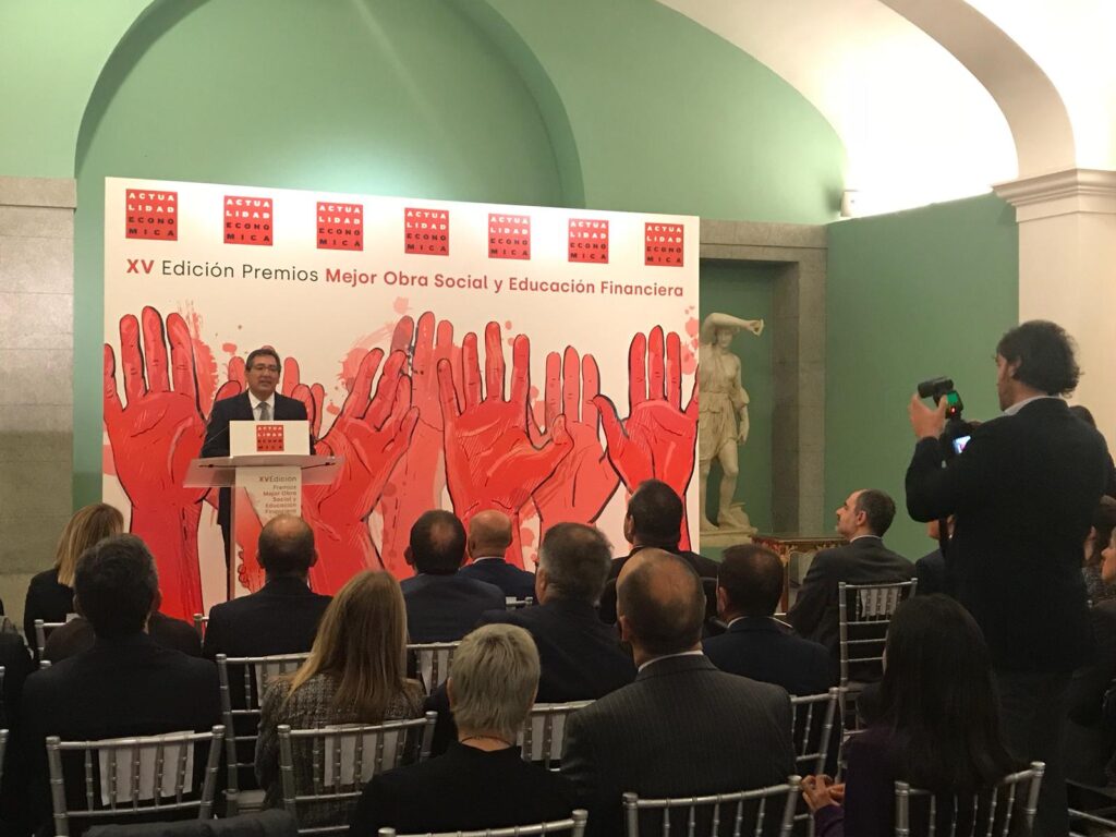 Antonio Pulido, durante su discurso en la entrega de los XV Premios Obra Social y Educación Financiera de Actualidad Económica