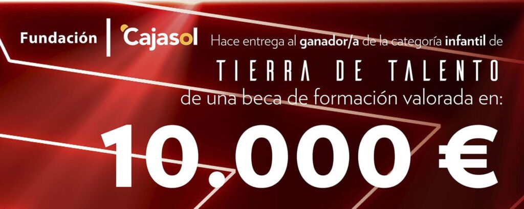 Cheque de la Fundación Cajasol para beca formación al ganador infantil de Tierra de Talento