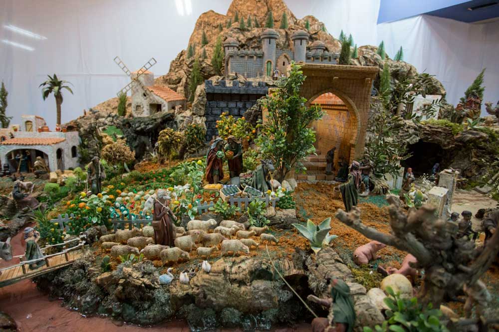 Detalles del Belén 2018 de la Fundación Cajasol en Huelva