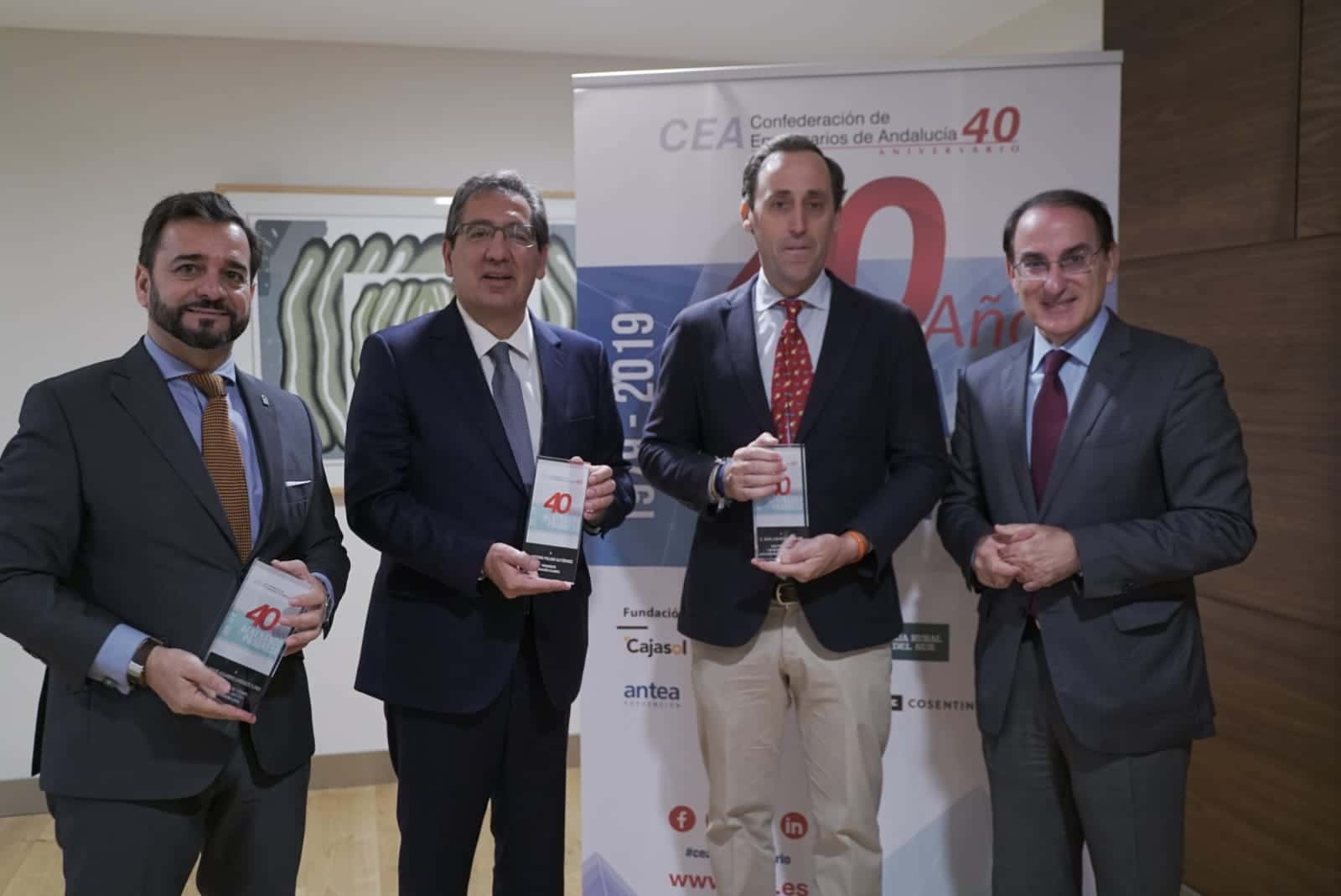Manuel Alejandro Cardenete Flores, Antonio Pulido Gutiérrez, Juan Luis Muñoz Escassi y Javier González de Lara y Sarria en la Fundación Cajasol