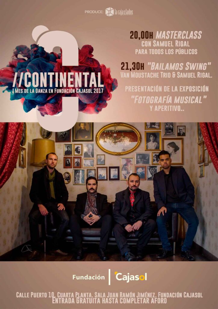 Cartel de la actuación de Van Moustache en el ciclo Continental, mes de la danza en la Fundación Cajasol